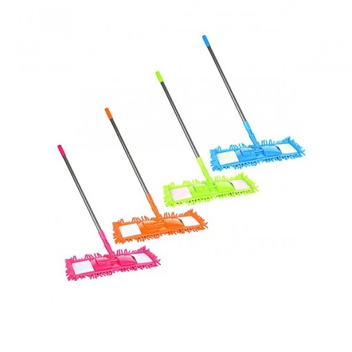 Швабра для пола с насадкой из микрофибры лапша/букля, насадка 43,  ручка 70-120