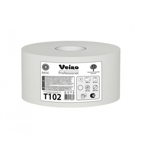 Туалетная бумага Veiro Professional Comfort белая натуральная 1-слой в рулоне 200 м. 