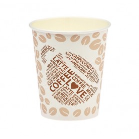 Стакан 250мл Д80 картон, бумажн 1-слойн ДИЗАЙН КОФЕ  (50/1000) ЛП арт.ГН250