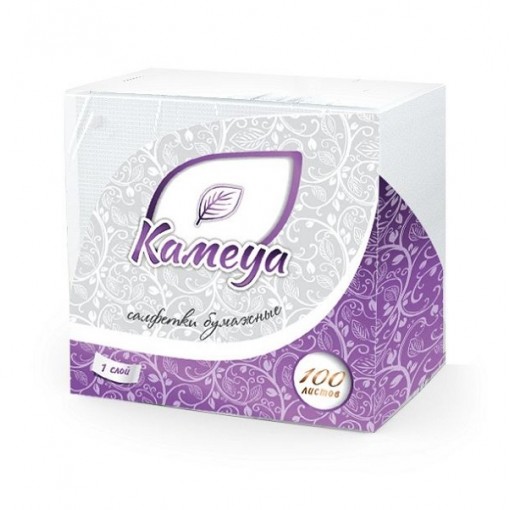 Салфетки Бумажные 100 листов KAMEYA  100% цел. (белые)  1слой  (арт.210100)