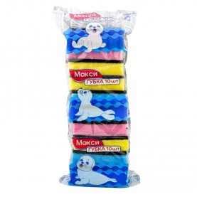 Губки для посуды "МАКСИ" КОМПЛЕКТ 10 шт. 98*67*27мм (40) МС (арт.МС-115)