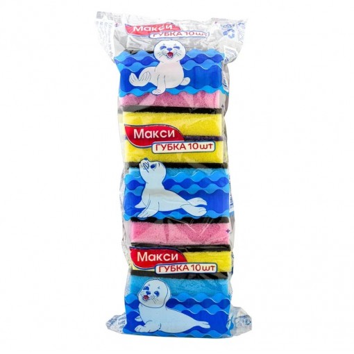 Губки для посуды "МАКСИ" КОМПЛЕКТ 10 шт. 98*67*27мм (40) МС (арт.МС-115)