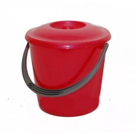 Ведро 10л. пластиковое красное с крышкой хозяйственное