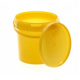 Ведро 10л. пластиковое желтое с крышкой, пищевое (5)
