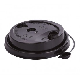 Крышка пластиковая D90мм ЧЕРНАЯ с питейником, горяч.напит.д/стаканов 350мл (100/2000) (арт.ЛП90)