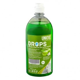 Моющее средство для мытья посуды UNIQUE DROPS "ЗЕЛЕНОЕ ЯБЛОКО" 1 л. ПЭТ 1/12 (арт.U-3304)