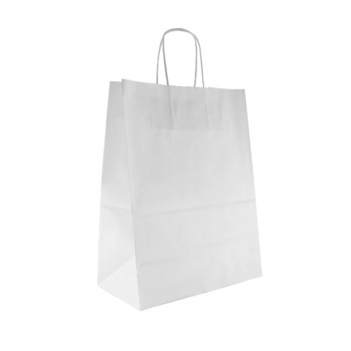 Пакет-сумка бумажный 320*200*370мм с крученой ручкой белый(1/200шт)