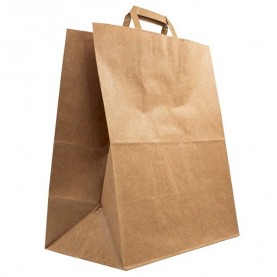 Пакет-сумка крафт 37х32х20 см б/п  с плоскими ручками 250/1 (арт.22-7091)