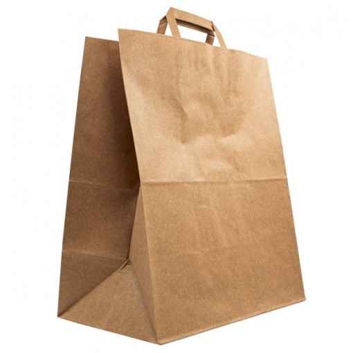 Пакет-сумка крафт 37х32х20 см б/п  с плоскими ручками 250/1 (арт.22-7091)