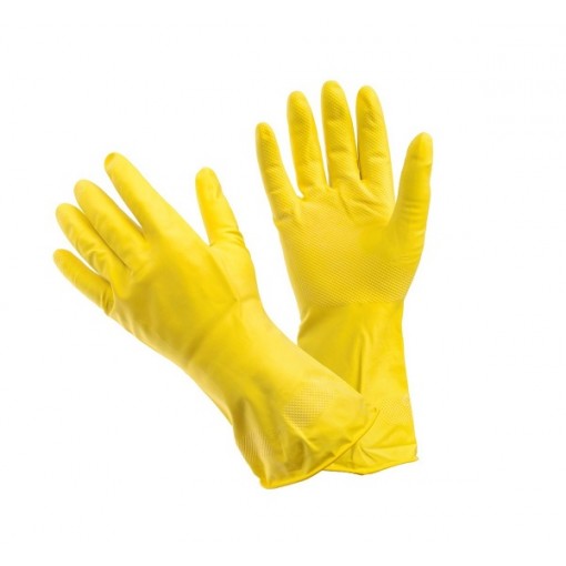 Перчатки латексные XL в индив.упаковке хозяйственные, желтые