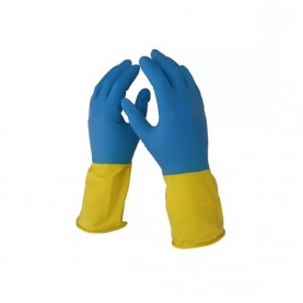 Перчатки латексные L прочные БИКОЛОР (синий+желт) (арт.0534/2)