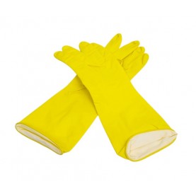 Перчатки латексные XL прочные  в индив.упаковке с х/б напылением, желтые