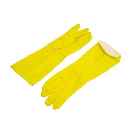 Перчатки латексные L прочные  в индив.упаковке с х/б напылением, желтые
