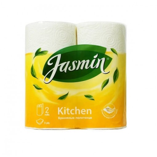 Полотенца кухонные рулонные ЖАСМИН белые 2  рул.  (12) (арт.459-787) 