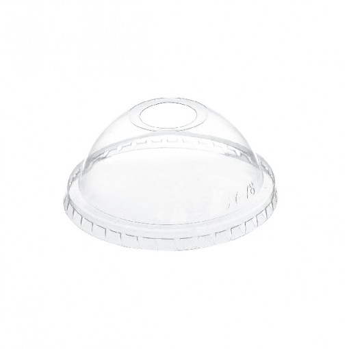 Крышка к стакану 200 мл. d=78 мм, прозрачная купол. с отверстием, ПЭТ /1000/100/1 (арт. 19-7100)