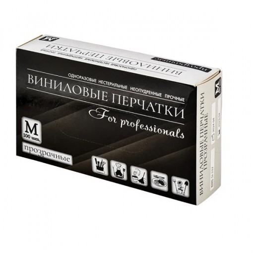 Перчатки виниловые прозрачные - L 100шт. 1/10 (арт.Л564)