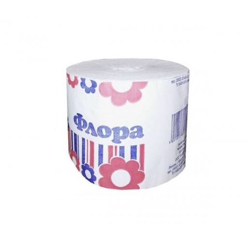 Туалетная бумага "Флора", БЕЛАЯ, без втулки, бум.этикет(40)